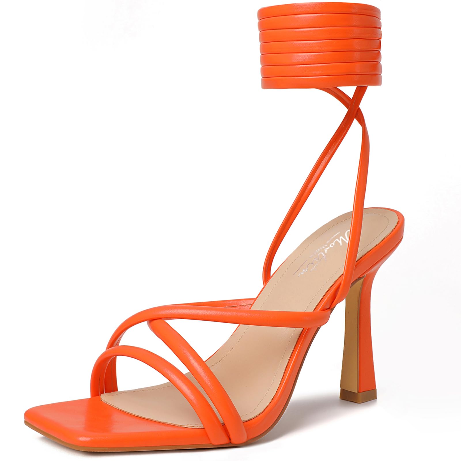 Mostrin Womens Sandals Strappy Heels for Women Ankle Strap Lace Up Heels Square 