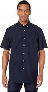 Tommy Hilfiger Mens Short Sleeve Button-Down Shirtdress Shirt