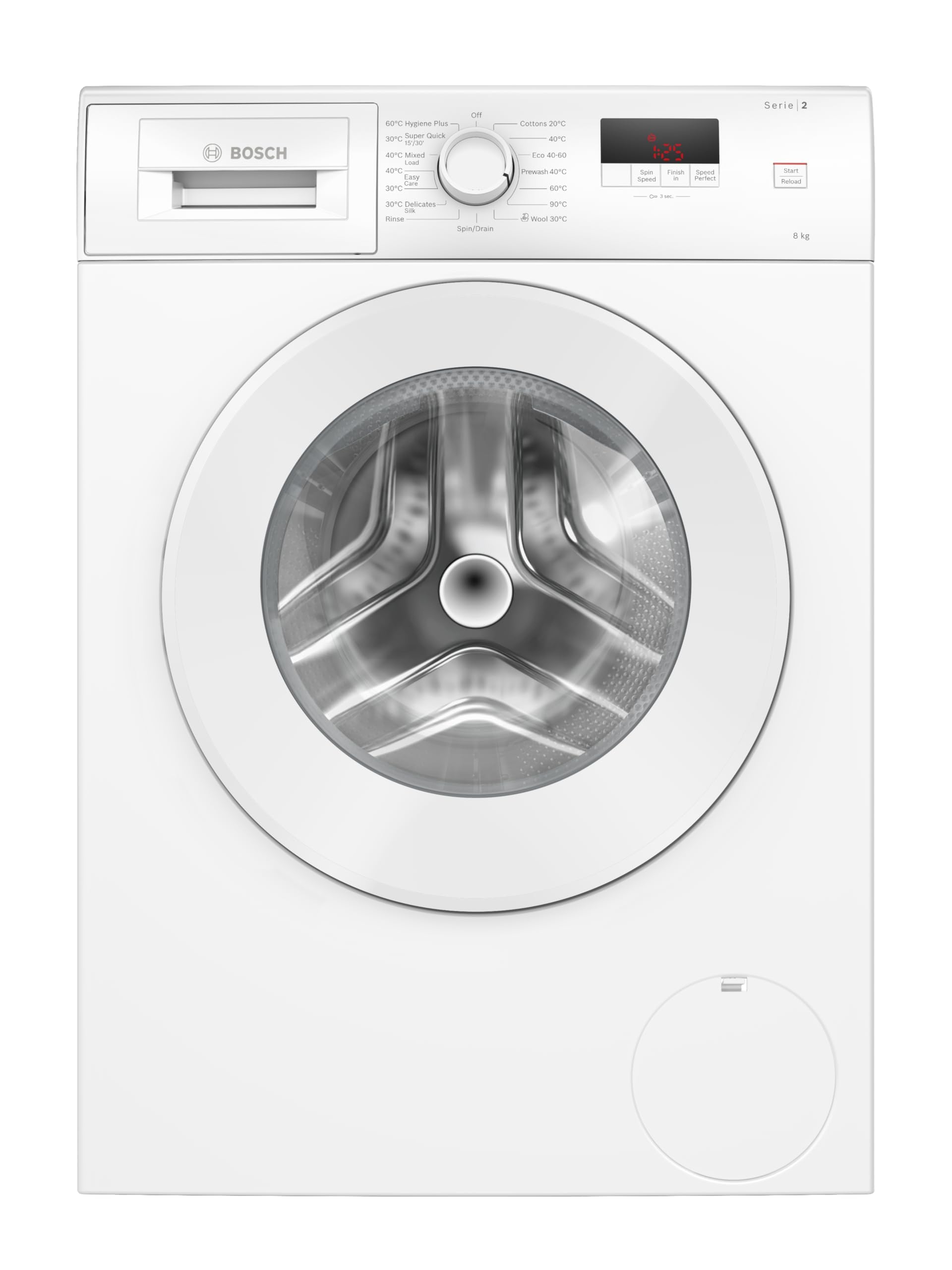 Bosch Series 2 WGE03408GB Washing Machine, 8kg, 1400rpm, A Rated, White | SpeedP