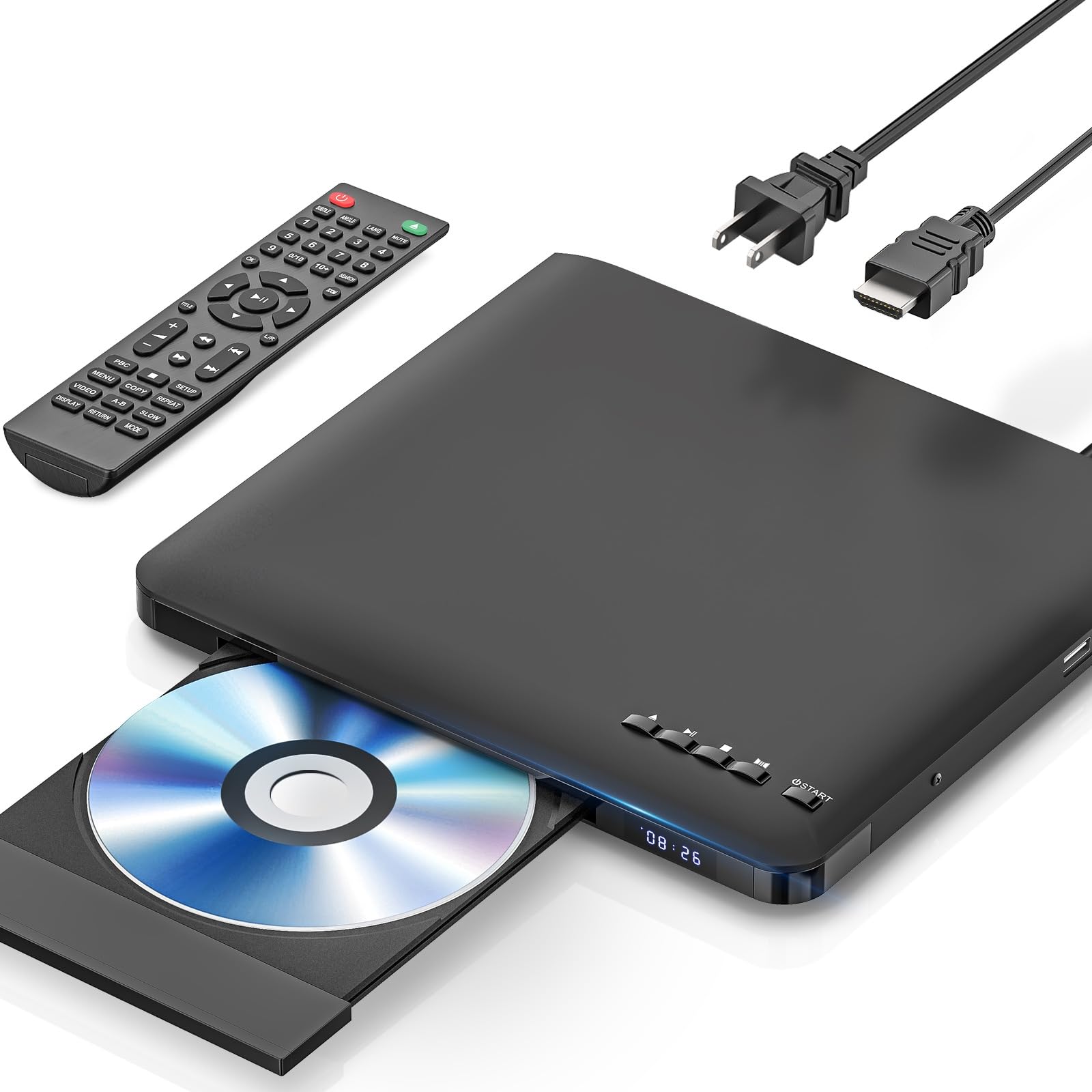 Ultra Slim DVD Player, Thin HDMI AV DVD Players for TV, 1.77 Inch Design | with 