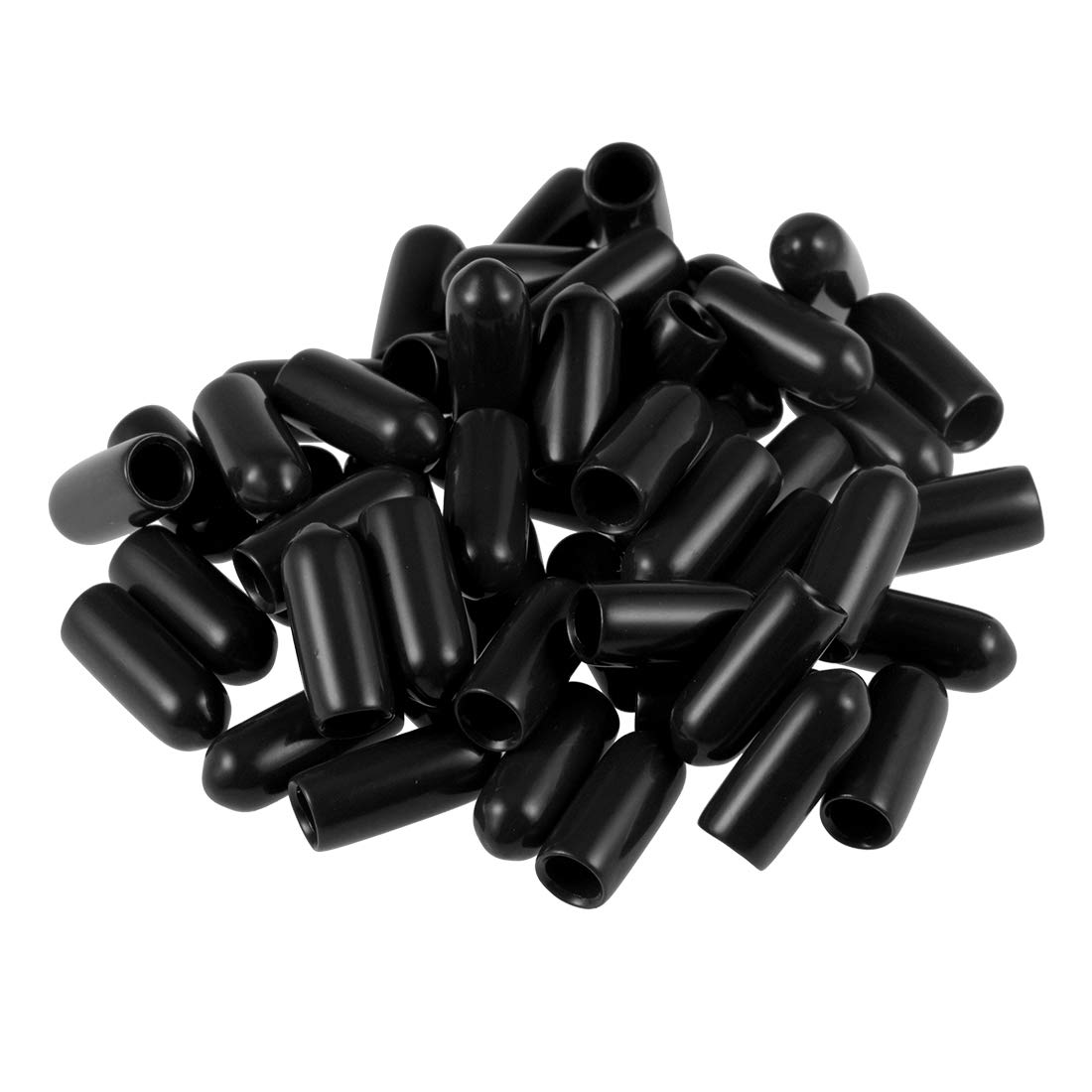 50 Pcs 4.5mm ID Rubber End Caps Screw Covers Threaded Black 0.18"