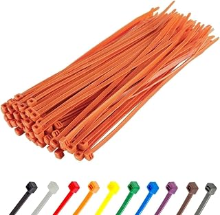 Gocableties Orange Cable Ties, 300mm x 3.6mm, Pack of 100, 12” Premium Nylon Zip Ties, Multi-Purpose Plastic Tie Wraps, Secure Self-Locking Mechanism, for Home, Garden, Office and DIY