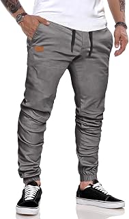 JMIERR Men's Jogging Bottoms Cotton Breathable with Pockets