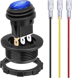 BFXM Round Rocker Switch, Toggle Switch 12V, On Off Switch, SPST 3 Pin | Waterproof LED Lighted Automotive Power Switch, Marine Toggle Switch ,Automotive Replacement Electrical System Switches
