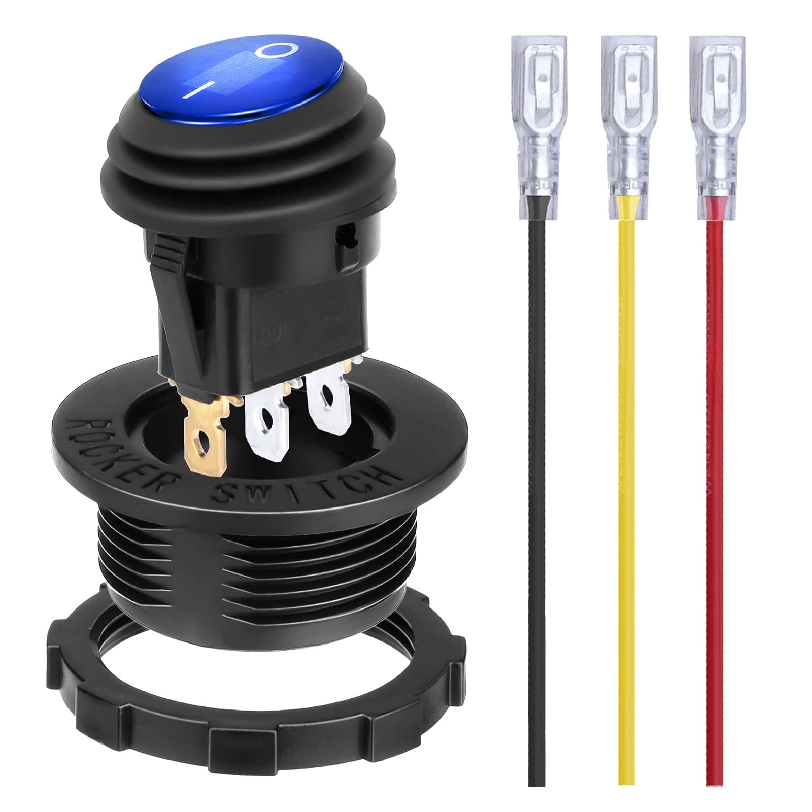 BFXM Round Rocker Switch, Toggle Switch 12V, On Off Switch, SPST 3 Pin | Waterpr