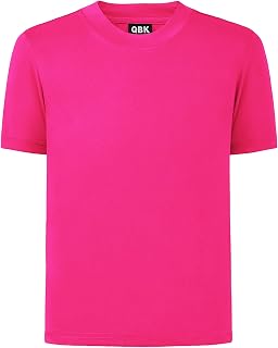 QBK 2T to Youth Kids Neon Shirt UPF 50+ Dry Fit Rash Guard for Boys & Girls | Sizes 2T-16Years, Short Sleeve Quick-Dry Athletic Tee for Swimming, Sports, Outdoor Play, School, Customization