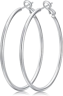 Senteria 2mm Thin 14K Gold/Silver-Plated Hoop Earrings for Women 20-70MM