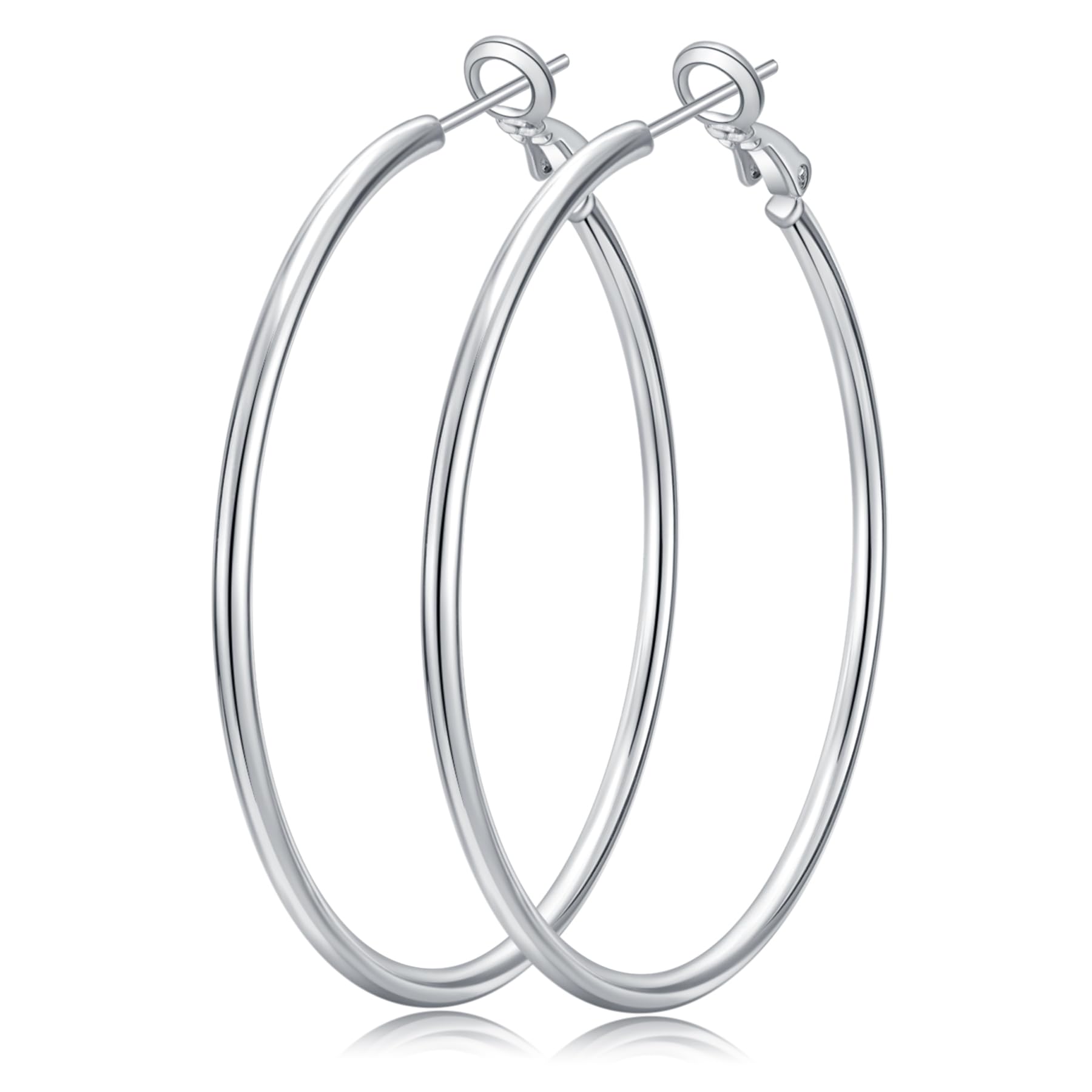 Senteria 2mm Thin 14K Gold/Silver-Plated Hoop Earrings for Women 20-70MM