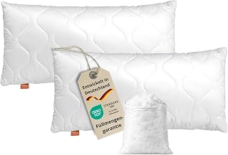 Sleeping 190019-P comfort 100 microfibre pillow in white | Long sleeping pillow 40 x 80 cm, bed pillow, cushion, pillow, pack of 2, filling: HCS fibre balls, washable, made in the EU