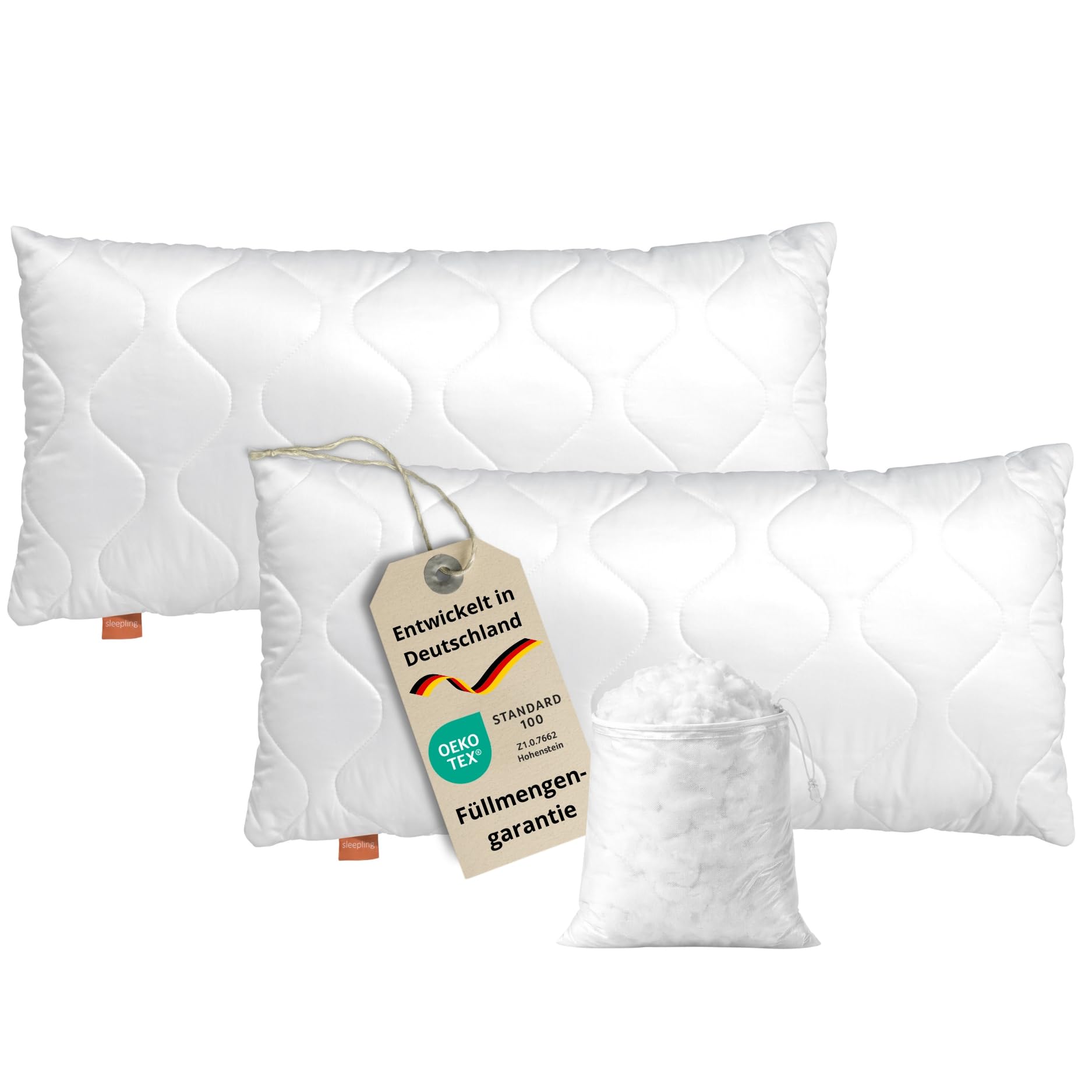 Sleeping 190019-P comfort 100 microfibre pillow in white | Long sleeping pillow 