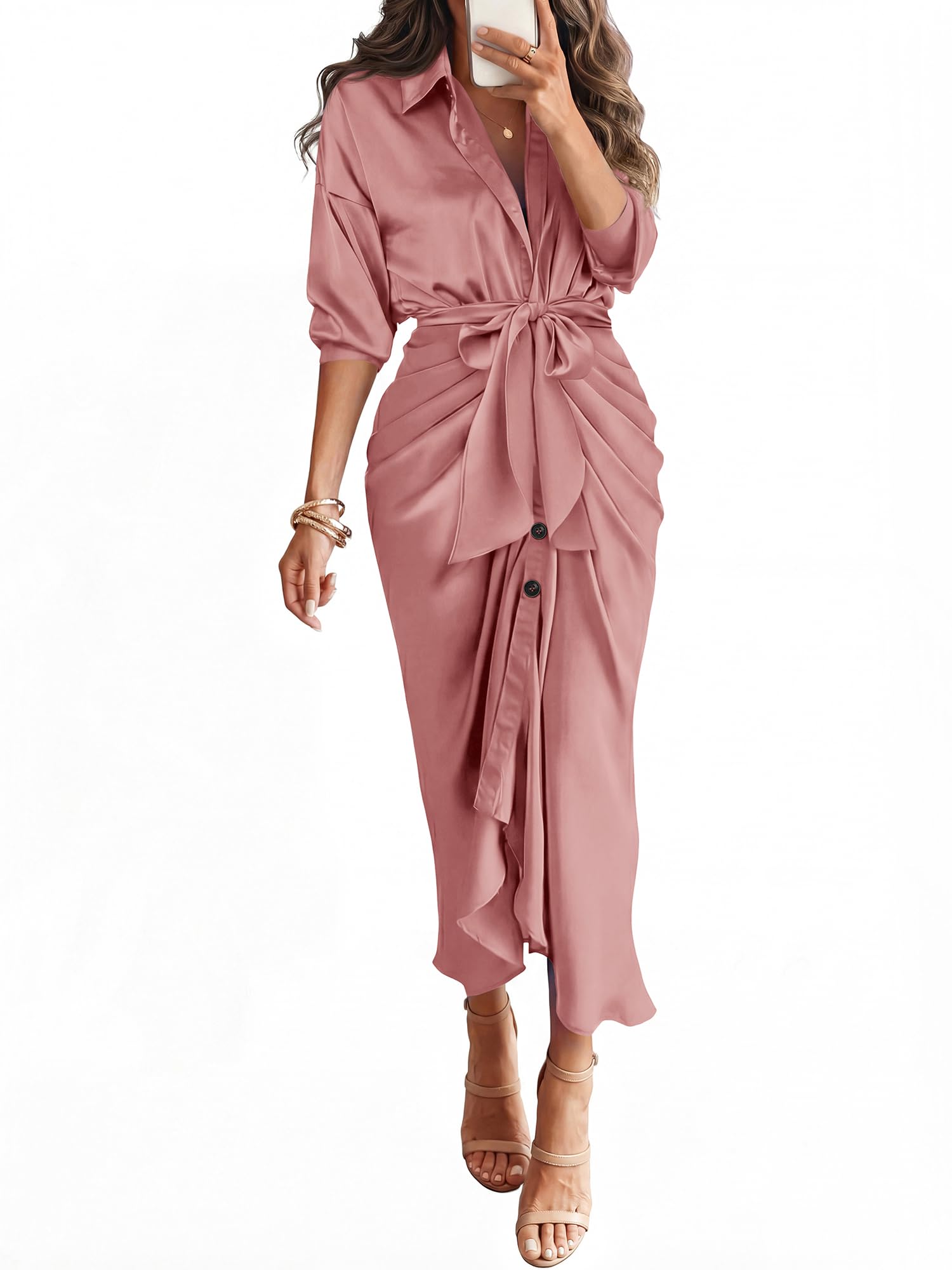 BTFBM Button Dwon Fall Dresses for Women 2026