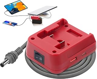 QKJCE Starlink Mini Battery Adapter Compatible with Milwaukee M18, [Low Voltage Cutoff Protection] 5FT Starlink Mini Power Cable for 18V Battery, 18AWG Battery Adapter DC Power Cable (Red)