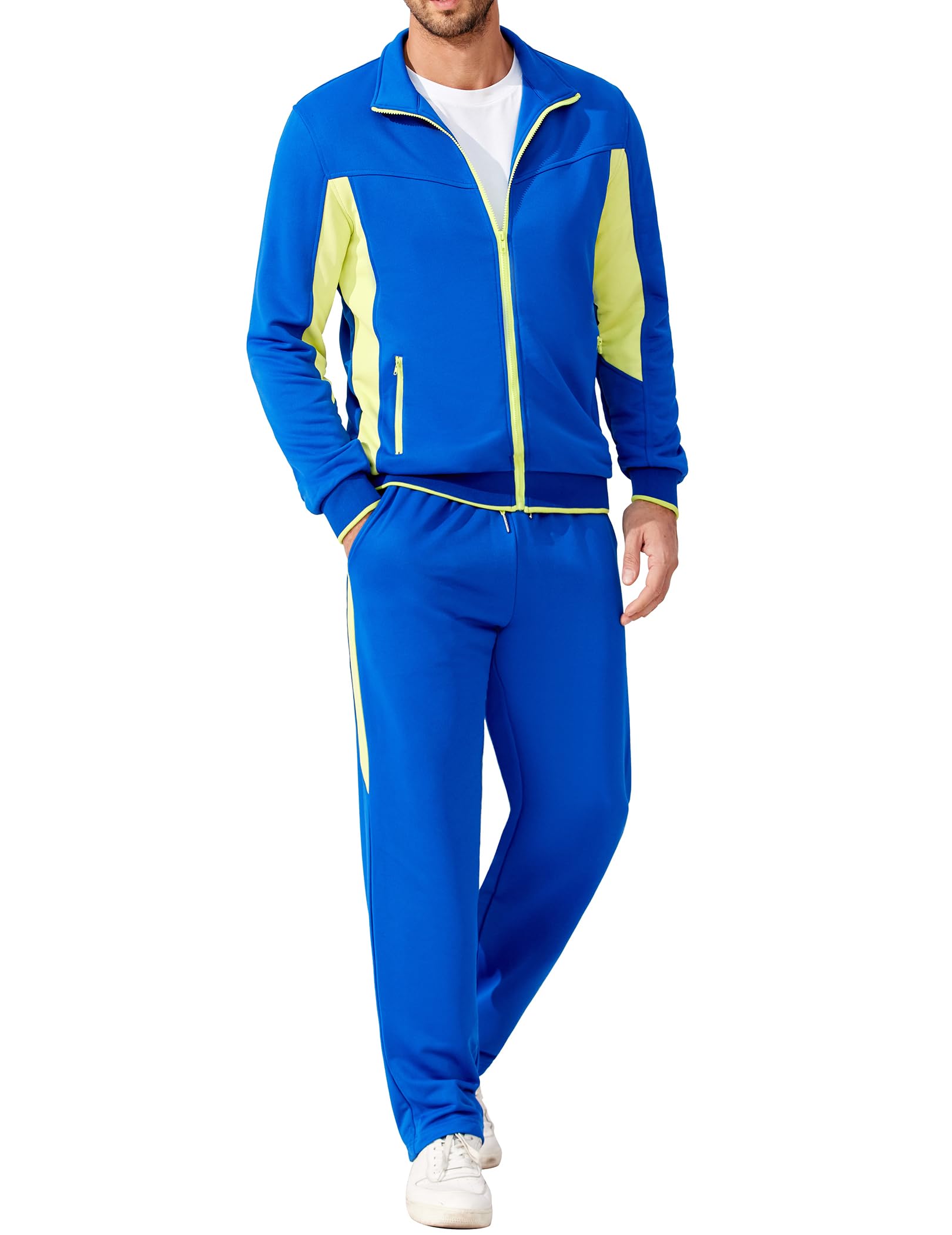 COOFANDY Conjunto deportivo de 2 piezas para hombre, con cremallera completa, pa