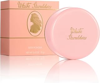 Evyan White Shoulders Perfume Bath Powder for Women, 2.6 oz | Women's floral perfume bath powder with notes of gardenia, lilac, and amber. Includes body puff.