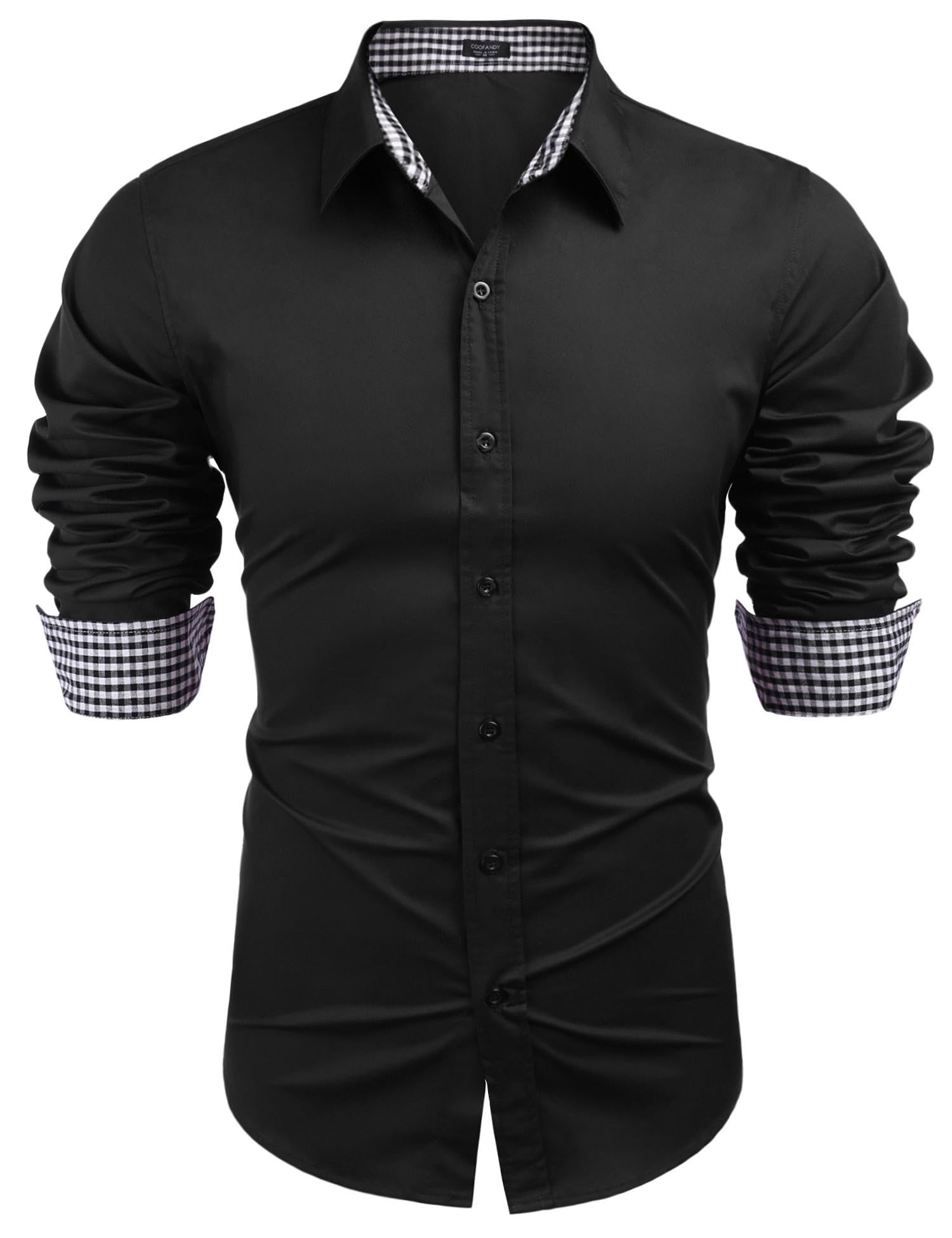 Coofandy Camisa de vestir de negocios para hombre, manga larga, ajustada, casual