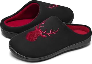 WateLves Men's Slippers Winter Short Plush Memory Foam Warm Cotton Unisex Adult