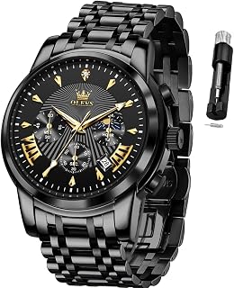 OLEVS Mens Watches Business Dress Stainless Steel Waterproof Casual Male Watch