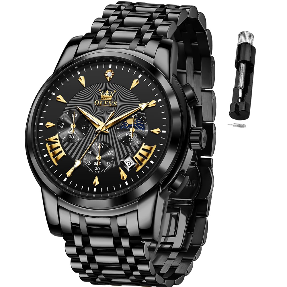 OLEVS Mens Watches Business Dress Stainless Steel Waterproof Casual Male Watch