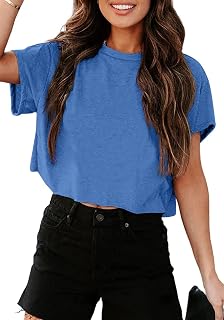 Tankaneo T-Shirt Court Oversize de Sport pour Femme à col Rond