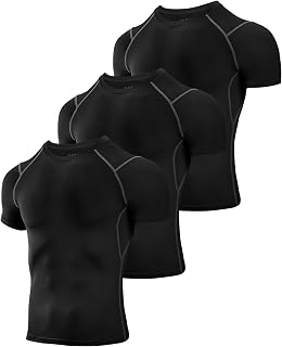 Niksa 1 or 3 Packs Compression Tops for Men Short Sleeve Mens Running Top Mesh Design Quick Dry Base Layer Top for Gym Sports Fitness Workout Cycling,Training
