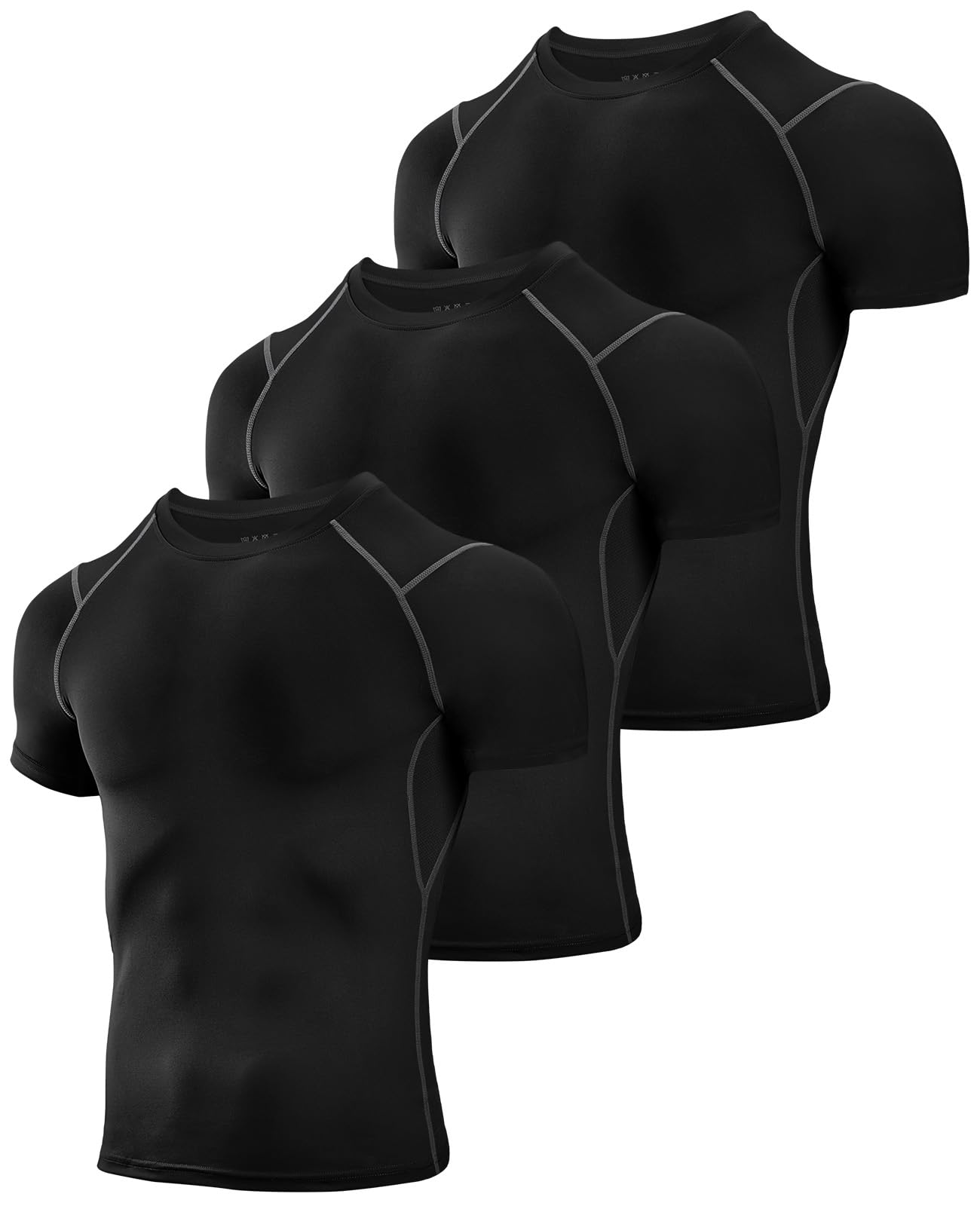 Niksa 1 or 3 Packs Compression Tops for Men Short Sleeve Mens Running Top Mesh D