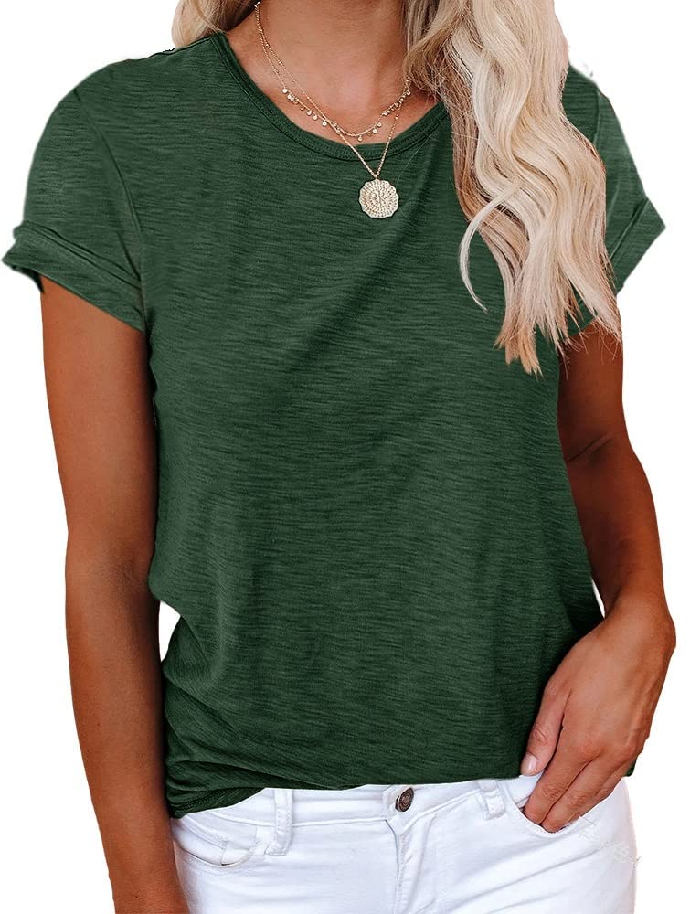 Cicy Bell Women's T-Shirt Blouses and Shirts Crew Neck Cotton Summer Casual Loos