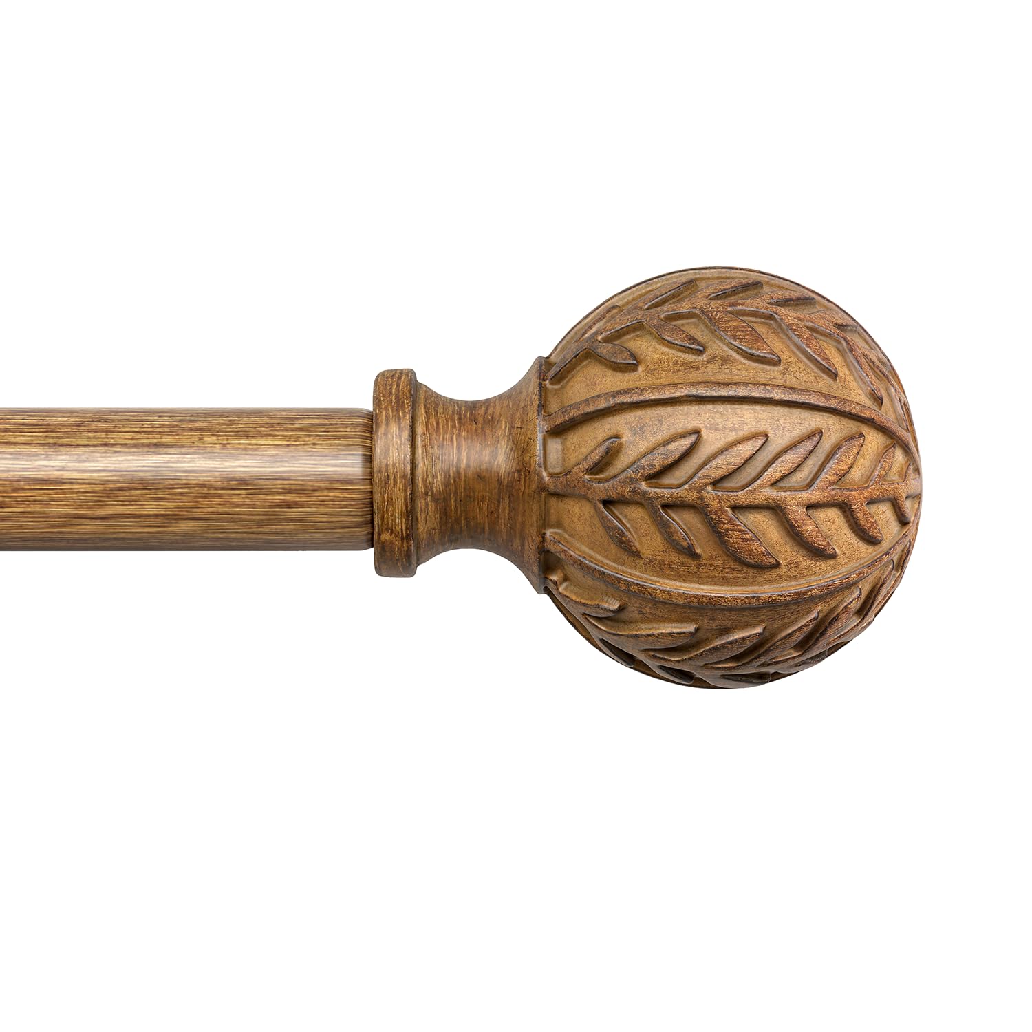 QDWIS Boho Decorative Natural Wood Curtain Rods for Windows 66-120’’ | 1 Inch Ha