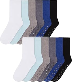 Bramble & Bear confezione da 6/12 Calzini unisex per bambini - Calzini antiscivolo per bambini con struttura in morbido cotone - Blu e rosa assortiti in taglie da 0 a 5 anni