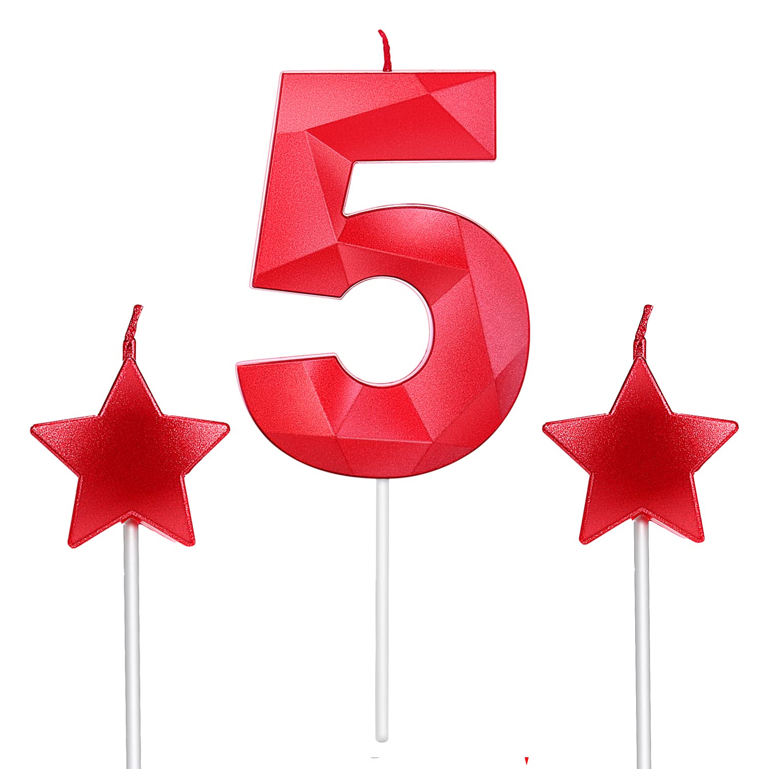 5th Birthday Candles and Star Heart Candles 2.76 Inch for Birthday Cakes Decorat