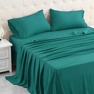 MICORAL Twin Bed Sheets Set, Soft Breathable Bedding Sheet Set, Sheets Set with 16" Deep Pocket Design (3 Pieces, Twin, Turquoise)