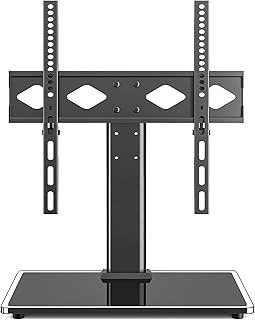 Rfiver Universal TV Stand for 27-60 inch TVs, Holds up to 88 Lbs | Tempered Glass Base, Height Adjustable, Max VESA 400x400mm, Flat & Curved Screens, Ideal for Bedroom & Living Room