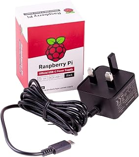 Raspberry Pi 4 USB-C Power Supply UK Plug (Black)
