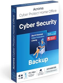 Acronis Cyber Protect Home Office 2023 , Advanced , 500 GB Cloud-Space , 1 PC/Mac , 1 Year , Windows/Mac/Android/iOS , Internet Security with Backup , Activation Code by post