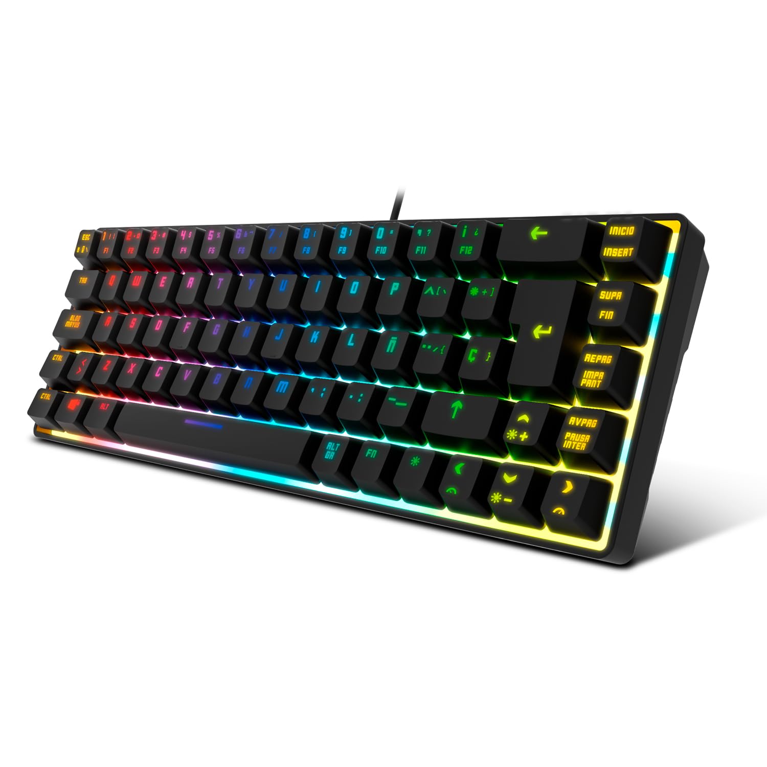 KROM Kalista RGB Rainbow Membrane Gaming Keyboard, 62% Format, Gaming Mode, N-19