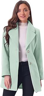 Allegra K Women's Elegant Overcoat Shawl Collar Single Breasted Winter Coat