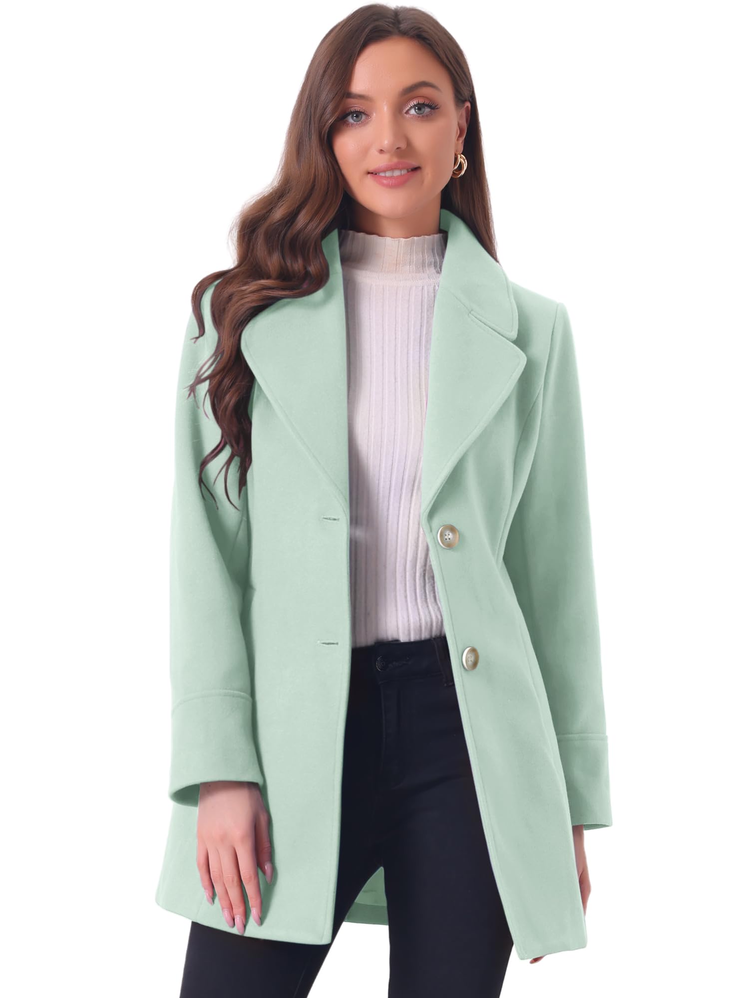 Allegra K Women's Elegant Overcoat Shawl Collar Single Breasted Winter Coat