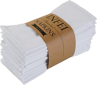 Plain Linen Thin Cloth Napkins - Set of 12 (40x40cm) - For Events & Home Use (White)