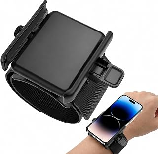 Wristband Phone Holder, No Screen Blocking, 360° Rotating Wrist Phone Mount, Memory Lock, Quick Release, for Android, iPhone 17/16/15/14/13 Pro Max/Pro/Mini/12/11/SE/Xs/XR/8 Plus, Fits 4–6.7" Phones