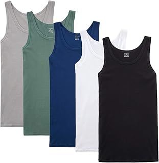 NUOZA Mens Vest Tops Ribbed Tank Top Cotton Vests Singlets for Men 3/5 Pack