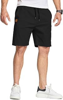 JustSun Men's Summer Shorts with Pockets Lightweight Cotton