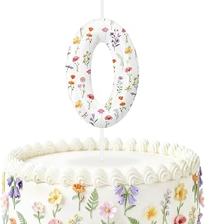Wildflower Number Candles, Flower Birthday Candles, Floral Cake Topper for Spring Party Decorations, Boho Birthday Supplies for Girls Boys, Outdoor Picnic Rustic Nature Themed Cake Decorations (0)
