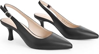 Ankis Women's Slingback Kitten Closed Heels Pointed Toe Pumps Dress Shoes Party Wedding Casual 6.3 cm