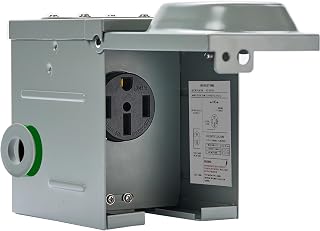EyGde 50 Amp RV Power Outlet Box, 125/250 Volt NEMA 14-50R RV Receptacle, Enclosed Weatherproof Lockable Outdoor Electrical Panel Outlet for RV Camper Travel Trailer, Preset Holes Easy to Knock