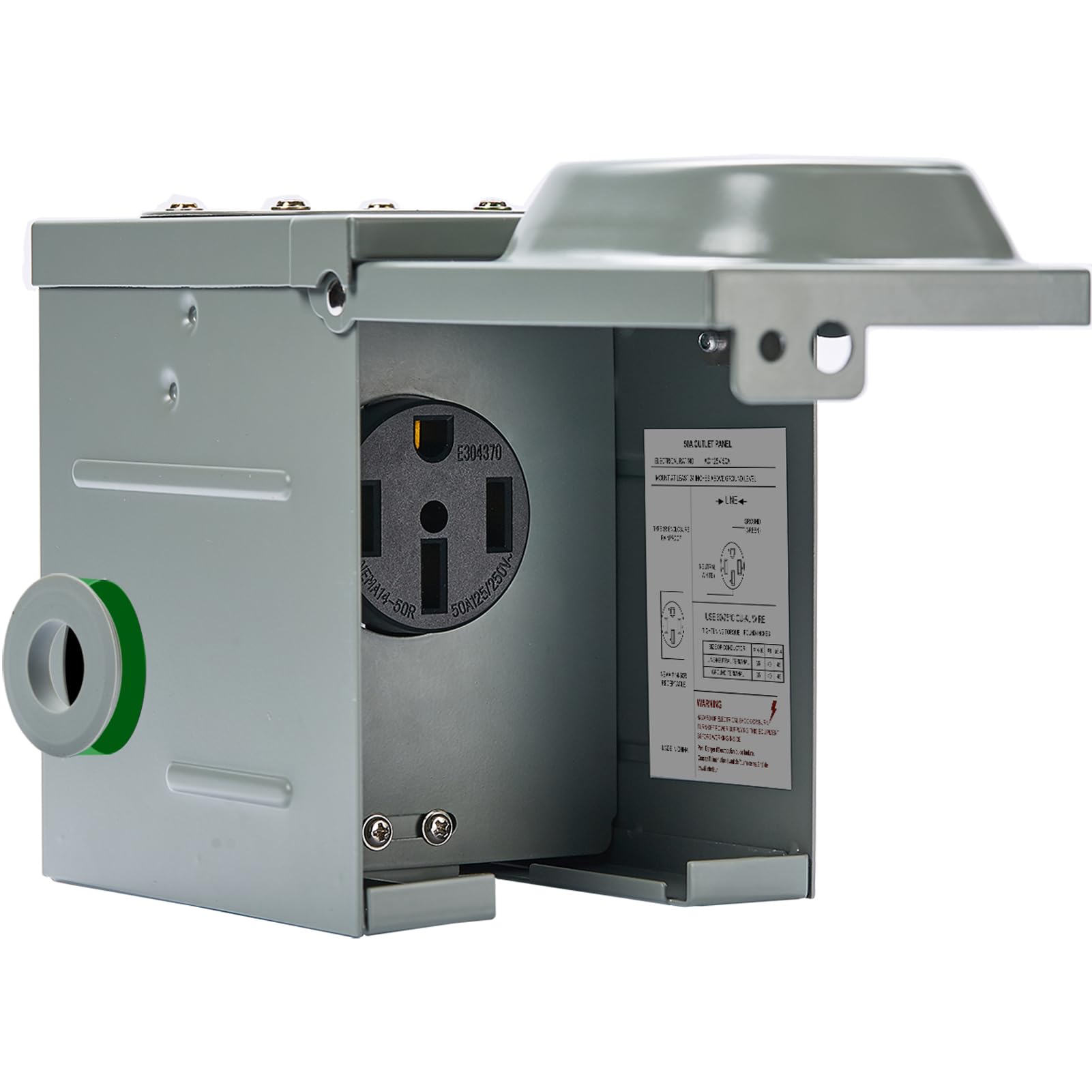 EyGde 50 Amp RV Power Outlet Box, 125/250 Volt NEMA 14-50R RV Receptacle, Enclos