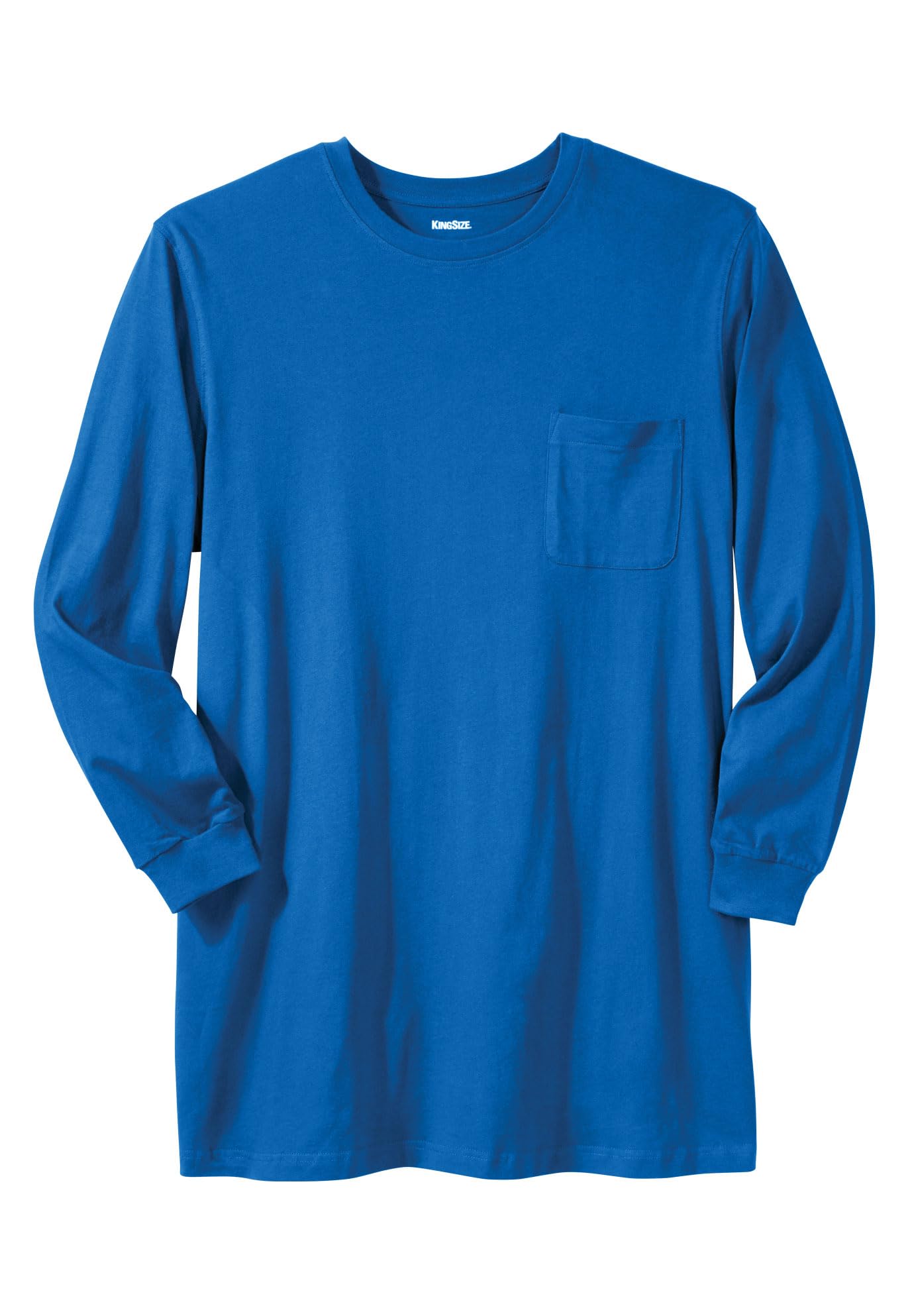 KingSize Shrink-Less Longer-Length Long-Sleeve Crewneck Pocket Tee