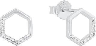 s.Oliver Orecchini a bottone in argento Sterling 925 da donna, con zirconi sintetici, argento, forniti in confezione regalo per gioielli