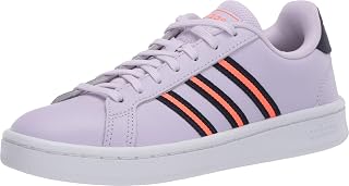 adidas Women's Grand Court Sneaker, Purple Tint Legend Ink Signal Coral, 6.5 UK