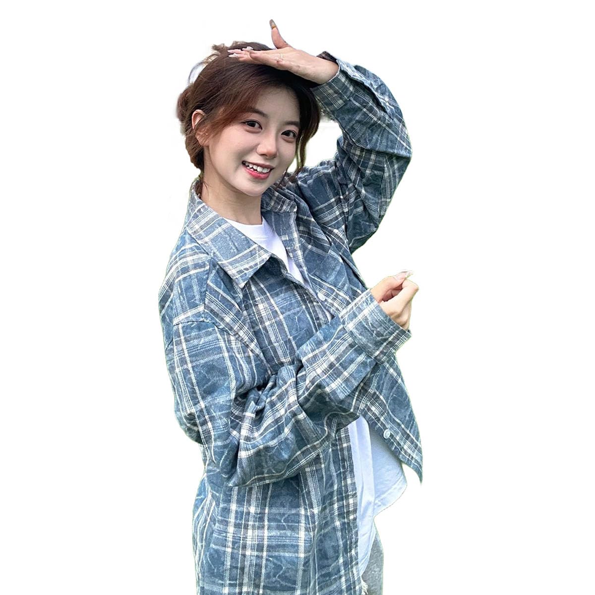 Plaid Shirt, Men's, Women's, Long Sleeve, Oversized Size, Casual, Street, Tie Dy