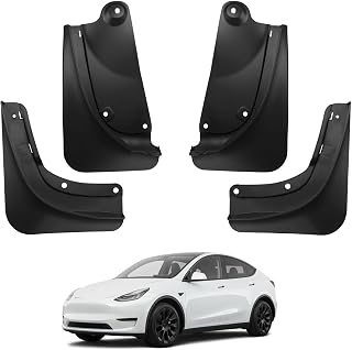 BASENOR Mud Flaps for 2024-2020 Tesla Model Y Splash Guards No Drilling | No Tape Mudflaps Tire Protector Mudflaps All Weather Tesla Exterior Accessories (Set of 4)