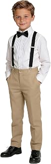 Boys 4-Piece Suits with Suspender Kids Formal Wedding Pants Set for Teen Boys
